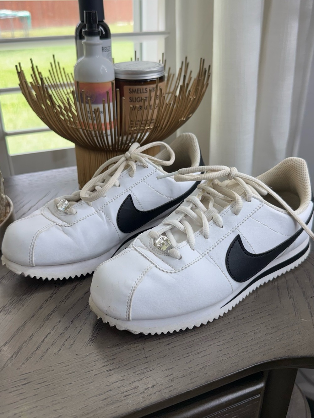 Nike Cortez White Black Leather Sneakers Kids 5Y / Women’s 6.5–7